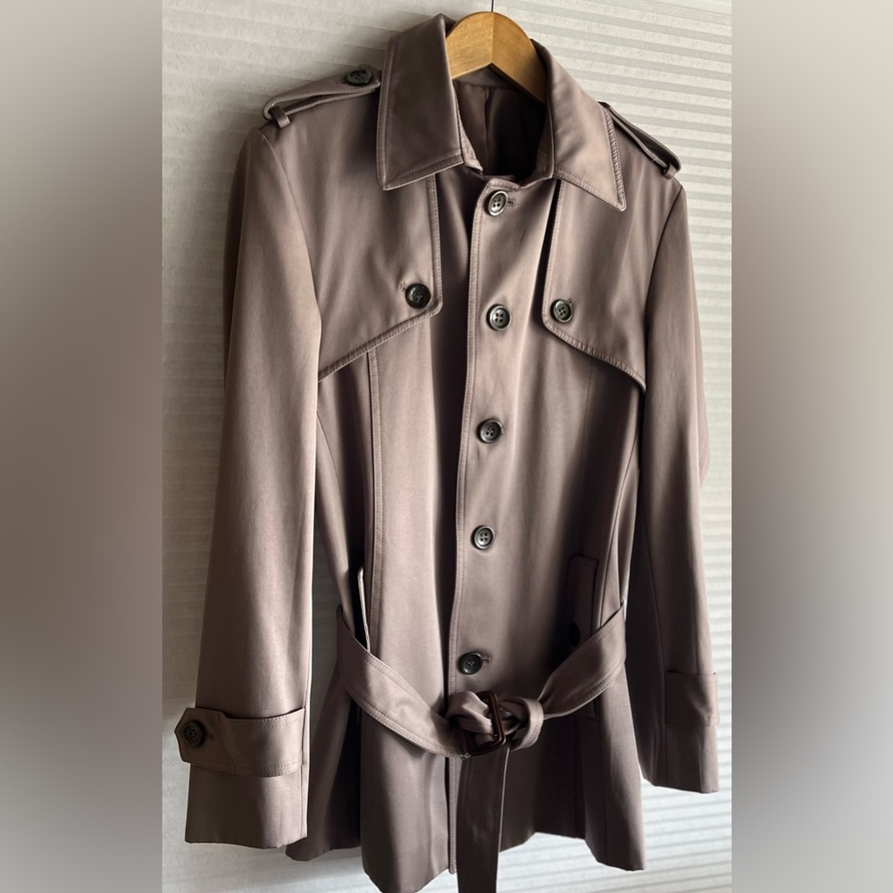 Vintage Calico Womens Mid Length Trench Coat Belted Lined Size 48